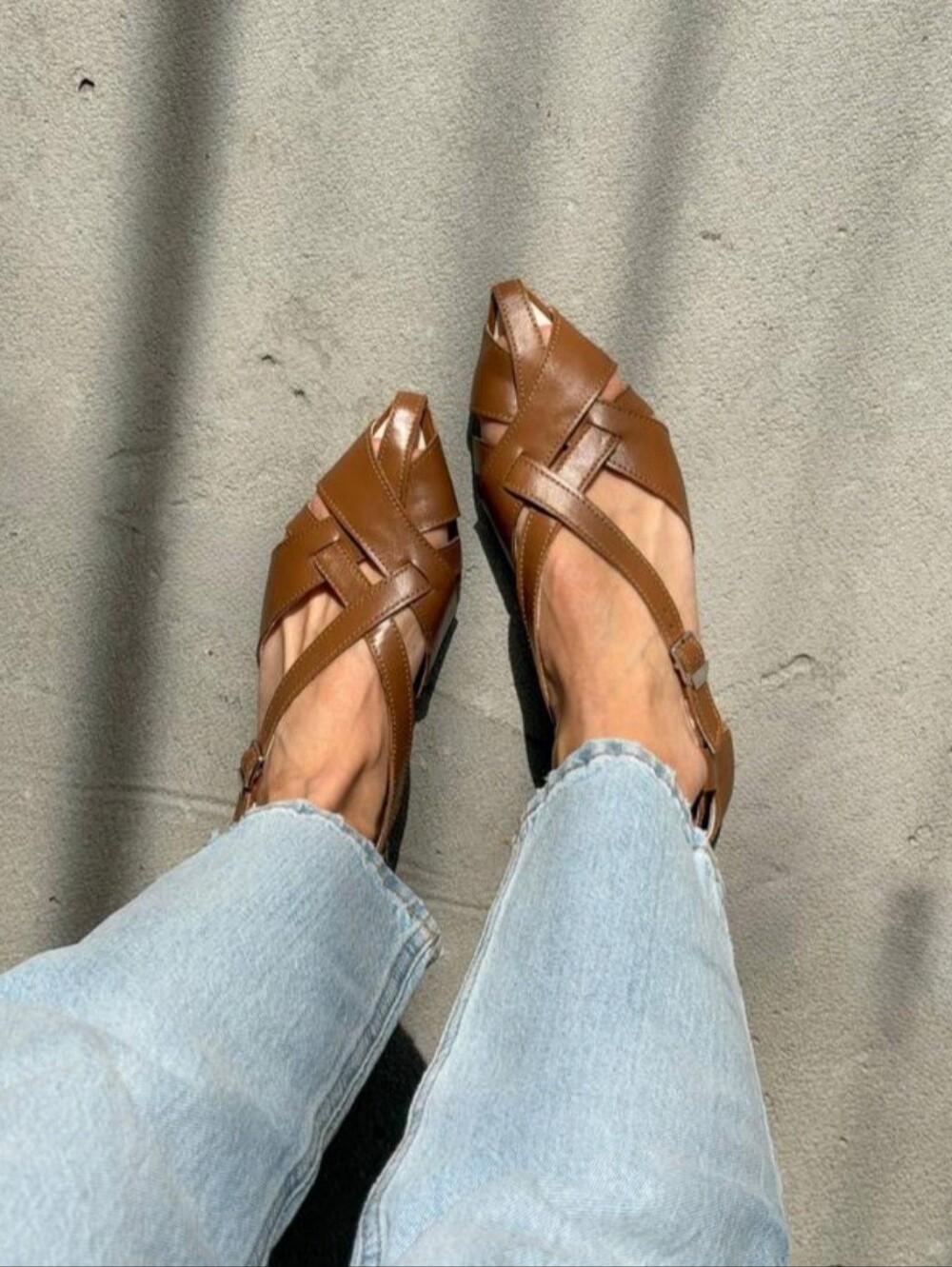 Classic Brown Women's Pointed Slingback Flats - Picture 2 of 7